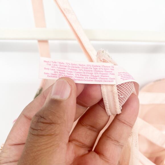 Victorias Secret VS Womens Floral Embroidered Mesh Lace Corset Top Size 36B Pink - Picture 7 of 9